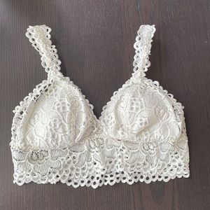 Aerie Off White Padded Lace Bralette - Size Small